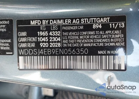 2014 Mercedes-Benz Cla 250 из США, поврежденный, VIN WDDSJ4EB9EN056350